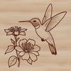 Floral Beauty in Vector Form A colorful hummingbird perched on a floral branch, illustrated in vector graphics.