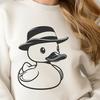 Cartoon Duck Wearing a Fancy Hat A cartoon duck wearing a hat, suitable for clip art and vector design.