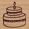 A stylized illustration of a birthday cake with candles on top, suitable for digital designs and craft projects.