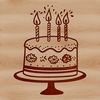 Colorful Cake Clip Art Illustration A vector design of a multi-tiered birthday dessert topped with frosting and edible decorations.