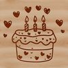 Colorful birthday design with love hearts. A colorful cake design with love hearts and decorative elements.