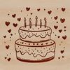 Heartfelt Birthday Treat A colorful birthday cake designed with love hearts, perfect for decorating or using as a template in graphic design software.