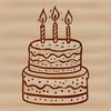 A colorful illustration of a birthday cake with candles, perfect for decorating or crafting.
