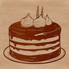 An SVG design featuring a decorative birthday cake with frosting and sprinkles.