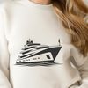 SVG Yacht Graphic A high-quality vector illustration of a boat with detailed lines and curves.