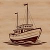 Beautiful Boat Vector Artwork A detailed illustration of a boat in vector format, suitable for cutting machines like Cricut.