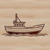 Clean Line Boat Vector Art A simple illustration of a boat with clean lines and minimal details.