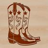 Intricately Designed Cowboy Boot Silhouette Vector illustration of cowboy boots with intricate stitching details.