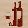A digitally rendered illustration of a wine glass containing red wine.