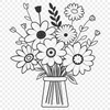 Beautiful Mixed Bouquet Floral Arrangement An illustration of a mixed floral arrangement with various blooms and greenery.