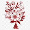 Mixed Flower Vase Artwork A hand-drawn illustration of a colorful bouquet of mixed flowers arranged in a decorative vase.