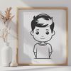 Simple Boy Illustration in Vector Style A young child standing alone, depicted in a simple vector style suitable for various design applications.