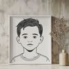 Young Boy in Park Illustration A young child standing in a park, vector illustration available for graphic design.