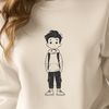 An SVG vector graphic of a child in a neutral pose for design projects.