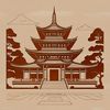 A traditional Buddhist temple design, suitable for various uses including crafting and digital applications.