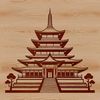 A traditional Buddhist temple design made from vector shapes.