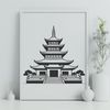Vibrant Buddhist Architecture Illustration Buddhist temple exterior with intricate architecture and ornate details in vector format.