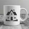 A simple 2D illustration of a residential house with a single story and a pitched roof.
