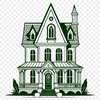 Beautiful House Clip Art SVG A simple illustration of a residential building with multiple floors and a roof.