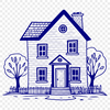 Cozy Residential Design Vector Image A simple 2D illustration of a residential house in vector format.
