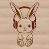 Hopping into Music A cartoon rabbit sitting with headphones on its head, suitable for personal or commercial use in digital design.