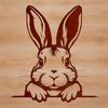 SVG Bunny Graphics Design A simple illustration of a rabbit's head with large eyes and floppy ears.