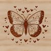 A colorful butterfly with heart patterns on its wings, suitable for various designs.