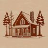 Cozy Cabin Illustration for Cutting Machines A simple cabin illustration created in vector format for use with cutting machines or as a template.