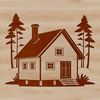 Wooden Cottage Design Vector Art A 2D illustration of a rustic wooden cabin in a natural setting.