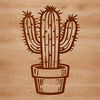 A detailed vector design of a single cactus plant featuring thick waxy stems and sharp thorns.