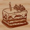 Beautiful Birthday Dessert Clip Art A colorful illustration of a birthday cake with candles on top, suitable for digital design and cutting projects.