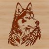A white Siberian Husky dog's head with detailed fur texture, suitable for vector art and graphics design.