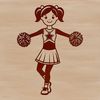 Sporty Girl in Cheerleading Uniform A young girl in a sportswear uniform cheering with pom-poms, suitable for various digital applications.
