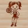 Colorful Cheerleading Illustration A colorful illustration of a girl in a cheerleading uniform with pom-poms.