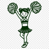 Lively Cheerleader in Uniform A young girl dressed in a cheerleading uniform with pom-poms, posing in a lively stance.