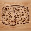 A stylized illustration of a wedge of cheese suitable for vector design projects.