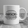 A digital representation of a classic hamburger with a round patty and toppings.