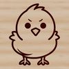 Adorable Chick on Green Grass SVG A simple line drawing of a cute chick standing on green grass.