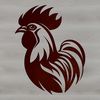 Standing Cockerel Icon A single chicken standing on the ground with its head held high.