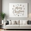 A collection of festive holiday words including Merry Christmas, Joy to the World, and Season's Greetings.