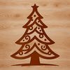 SVG design of a festive holiday tree with greenery and decorations.