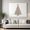 An elegant vector graphic representation of a decorated Christmas tree silhouette.