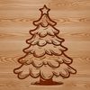 Whimsical Holiday Decoration A stylized digital illustration of a Christmas tree with branches and ornaments.