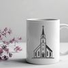 Traditional Baptist Church Outline Design An outline design of a traditional Baptist church, suitable for cutting or printing.