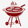 A cartoon-style illustration of a grill or barbecue, suitable for vector graphics and cutting machine designs.