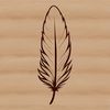 A stylized vector illustration of a single feather with smooth curves.
