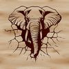 Smashing Elephant SVG Digital Art A digital illustration of a large African elephant breaking through a wall.
