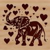 A majestic elephant standing in a natural habitat, surrounded by hearts.