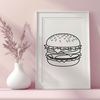 Sesame Seed Bun Hamburger Image A digital illustration of a classic hamburger with a sesame seed bun and cheese topping.