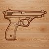 A detailed 2D illustration of a handgun.